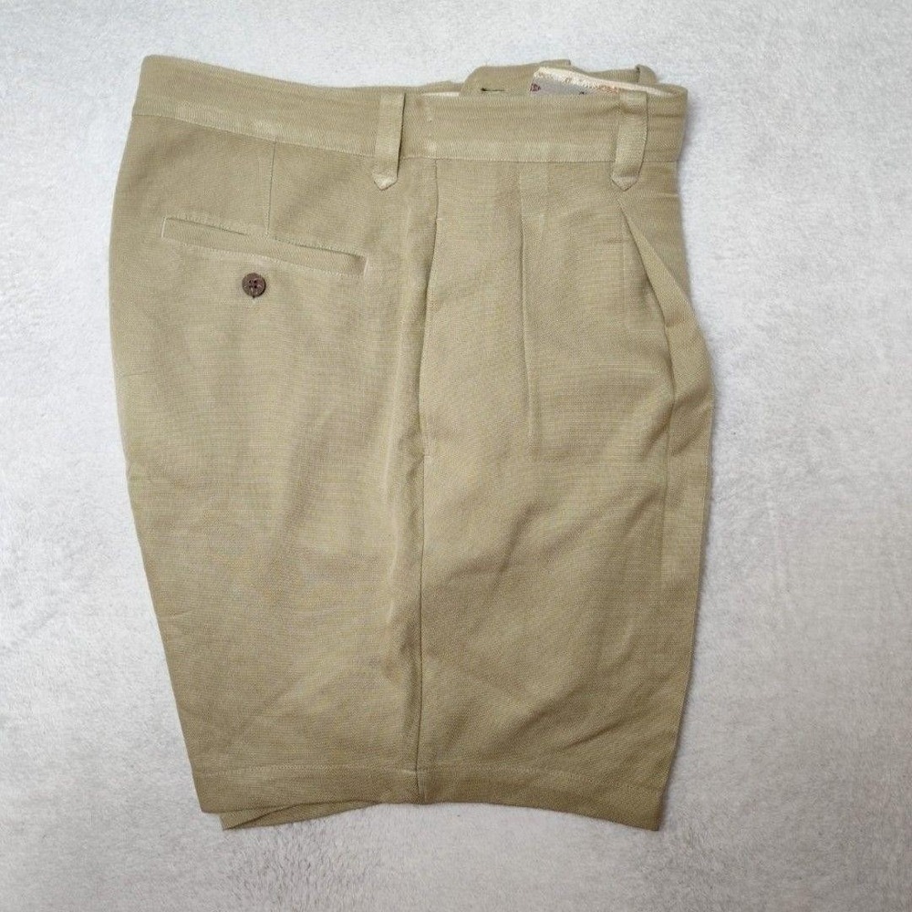 Tommy Bahama Shorts Mens 33 Beige 7" Chino 100" Silk Pleated Pockets Island Work